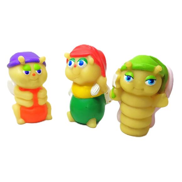 1980's Vintage 3" Glow Worm Glo Friend Butterfly Action Figure with Green Hat - Picture 6 of 8